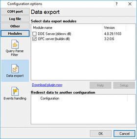 Export plugins of RS232 port Logger