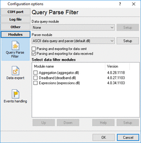 Querying and parsing of serial port data